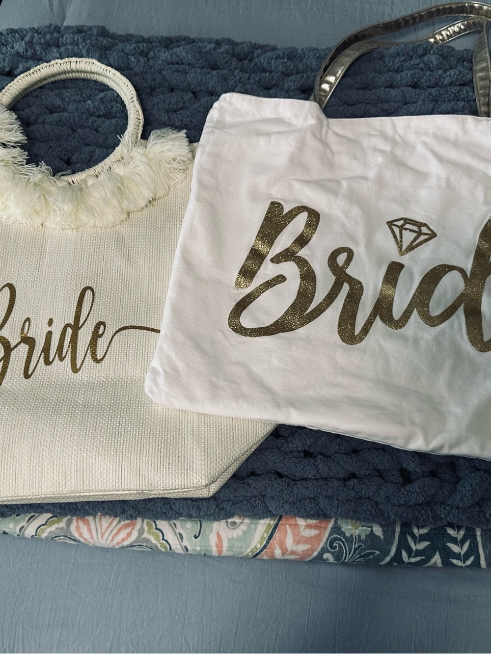 Large Bride woven toe and Bride and MRS reversible tote